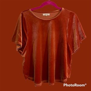 MADEWELL ORANGE VELVET TOP